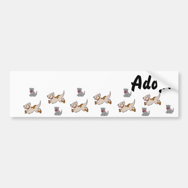 Cat Kitten Hund Adopt Bumper Sticker Bildekal (Framsidan)