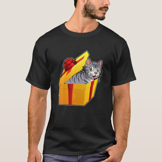 Cat Kitten Julklapp Box Cute Animal X Mas T Shirt (Framsida)
