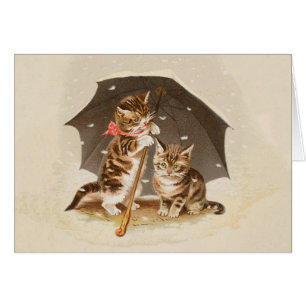 Cat Kitten kattunge antique vintage söt Söt Hälsningskort