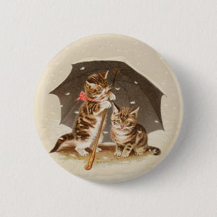 Cat Kitten kattunge antique vintage söt Söt Knapp