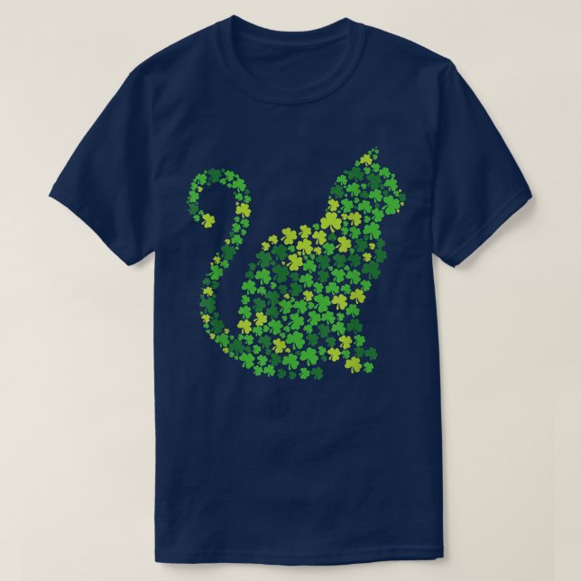 Cat Kitten Lucky Shamrock Klöver St patricks day T Shirt (Design framsida)