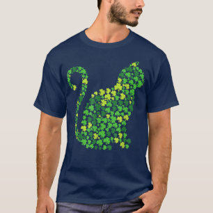 Cat Kitten Lucky Shamrock Klöver St patricks day T Shirt