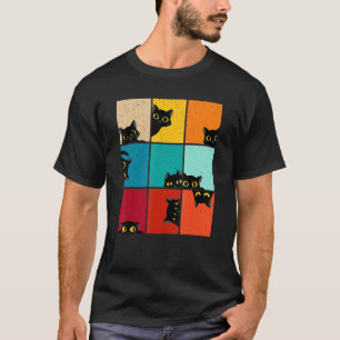 Cat Kitten Meme Vintage Retro Sunset Peeping Curio T Shirt