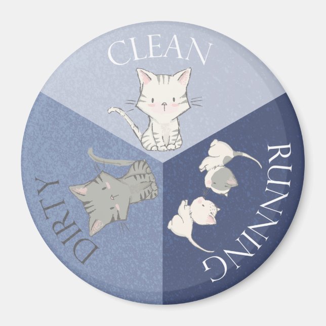 Cat Kitten Pet Dishwasher Magnet Reversible Clean (Framsidan)