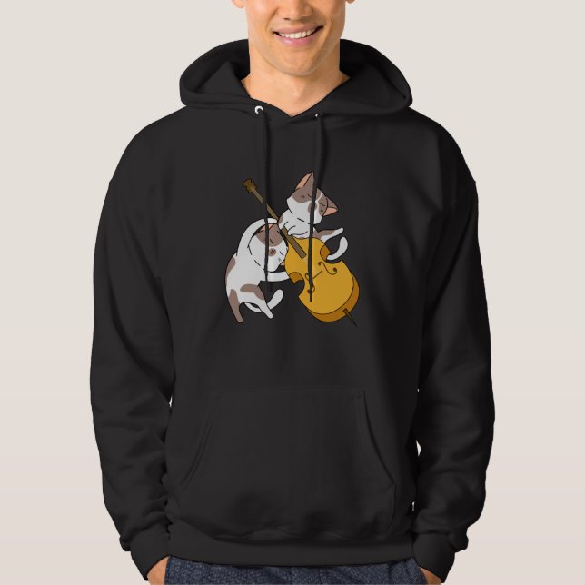 Cat Kitten Playing Cello Cat  Cello Player Cellist Hoodie (Framsida)