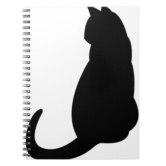 Cat Kitten Sitta Silhouette Outline Black Anteckningsbok (Framsidan)