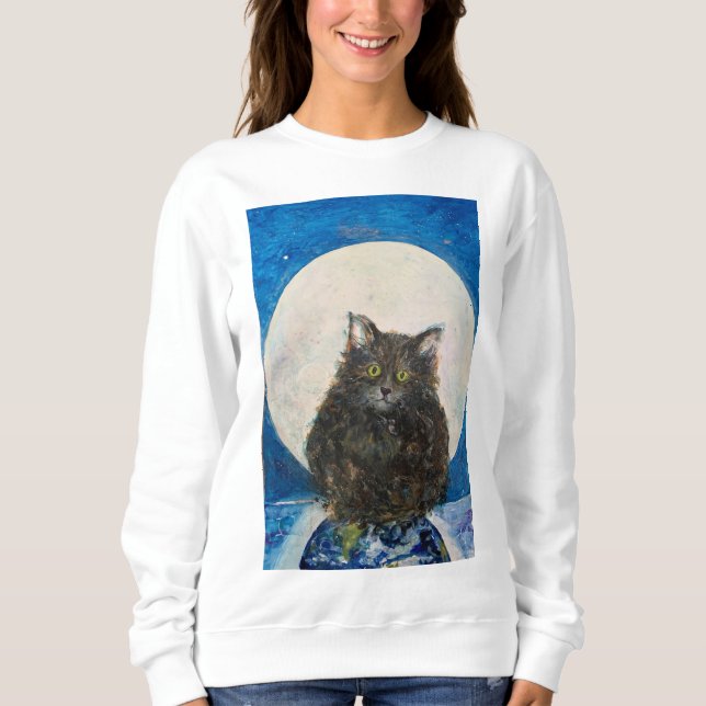 Cat Kitten Tabby Tiger Maureen Girard Måne Earth T Shirt (Framsida)