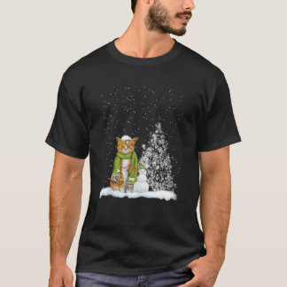 Cat Kitten Winter Scarf Snowman Christmas Tree Xma T Shirt