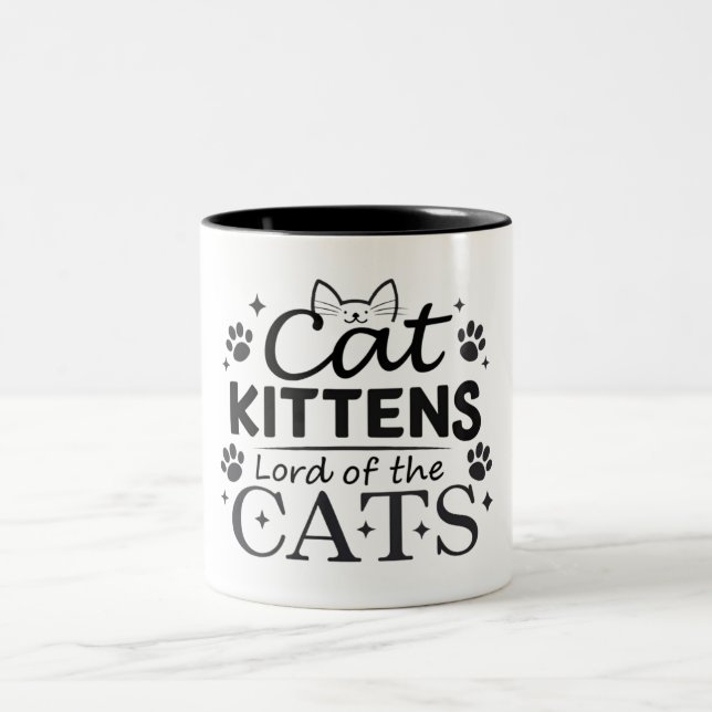 Cat Kittens Lord of the Cats, Cat Lovers Två-Tonad Mugg (Center)