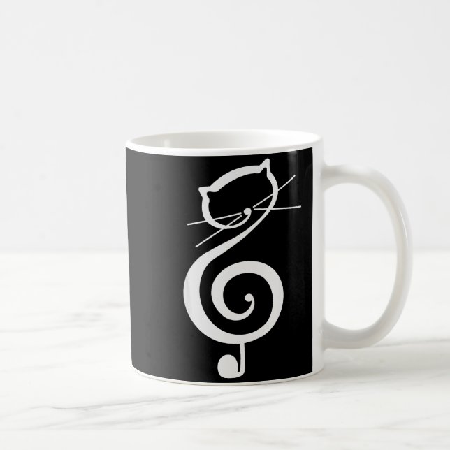 Cat Kitty Treble Music Clef Funny Cat Music Notes  Kaffemugg (Höger)