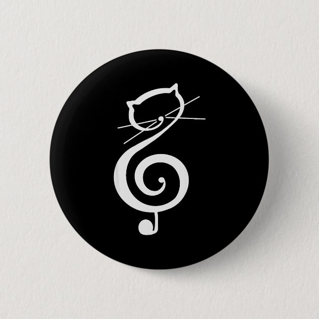 Cat Kitty Treble Music Clef Funny Cat Music Notes  Knapp (Framsida)