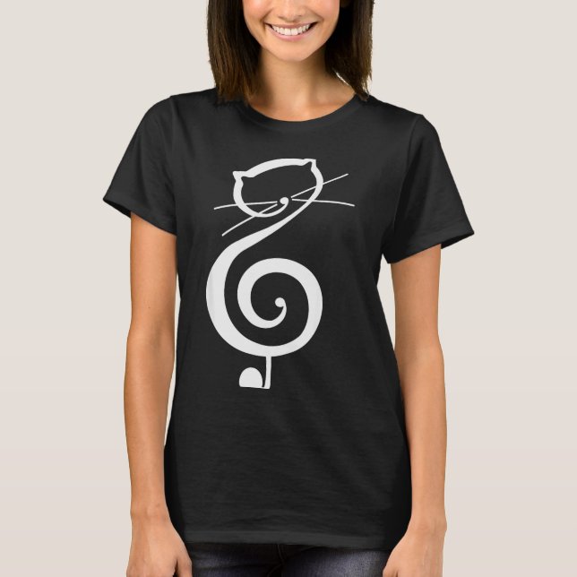 Cat Kitty Treble Music Clef Funny Cat Music Notes  T Shirt (Framsida)