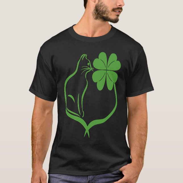 Cat Klöver Silhouette Shamrock St patricks day Kit T Shirt (Framsida)