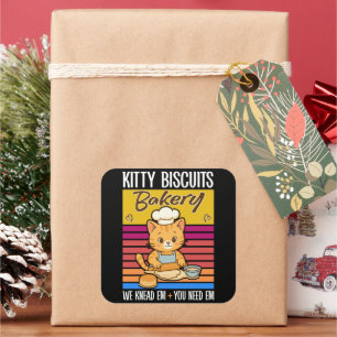 Cat Kneading Baker Kattunge Biscuits Vi kände dig Fyrkantigt Klistermärke