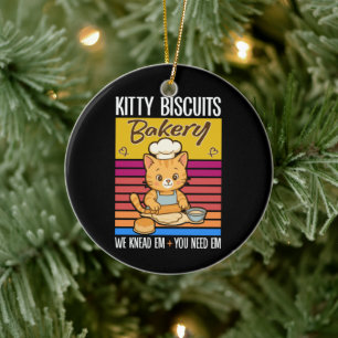 Cat Kneading Baker Kattunge Biscuits Vi kände dig Julgransprydnad Keramik