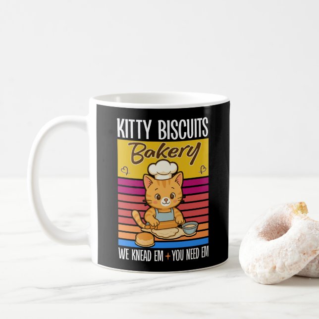 Cat Kneading Baker Kattunge Biscuits Vi kände dig Kaffemugg (Med munk)