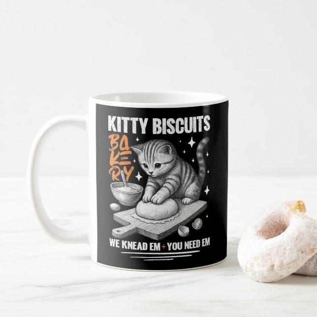 Cat Kneading Baker Kattunge Biscuits Vi kände dig Kaffemugg (Med munk)