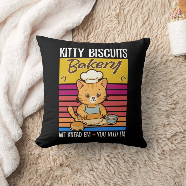 Cat Kneading Baker Kattunge Biscuits Vi kände dig Kudde (Filt)