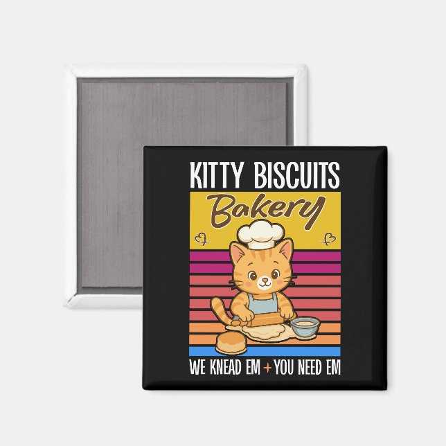 Cat Kneading Baker Kattunge Biscuits Vi kände dig Magnet (Front/Back)