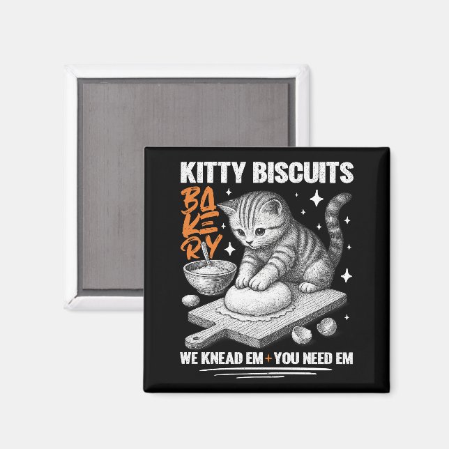 Cat Kneading Baker Kattunge Biscuits Vi kände dig Magnet (Front/Back)