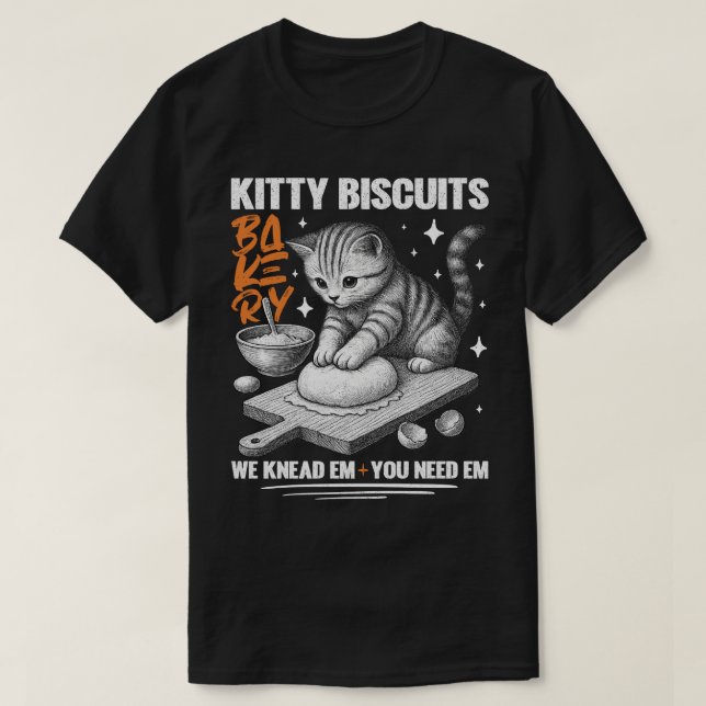 Cat Kneading Baker Kattunge Biscuits Vi kände dig T Shirt (Design framsida)