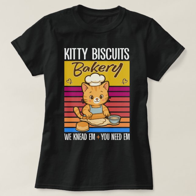 Cat Kneading Baker Kattunge Biscuits Vi kände dig T Shirt (Design framsida)