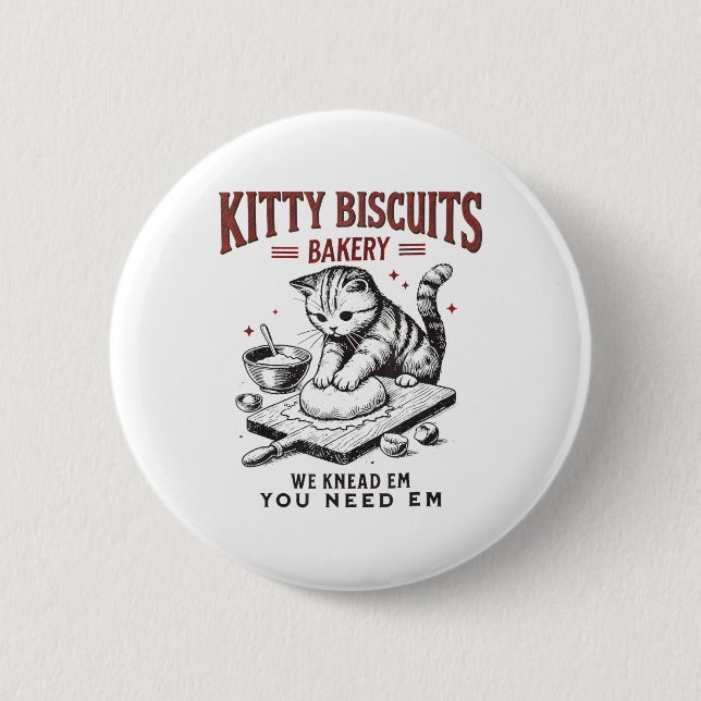 Cat Kneading Kattunge Biscuits Bakery vi kände dig Knapp (Framsida)