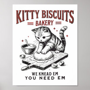Cat Kneading Kattunge Biscuits Bakery vi kände dig Poster