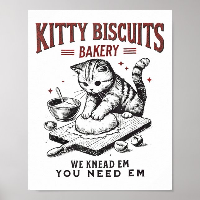 Cat Kneading Kattunge Biscuits Bakery vi kände dig Poster (Framsidan)