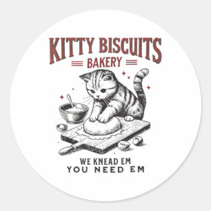 Cat Kneading Kattunge Biscuits Bakery vi kände dig Runt Klistermärke