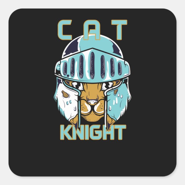 Cat Knight Fyrkantigt Klistermärke (Framsida)