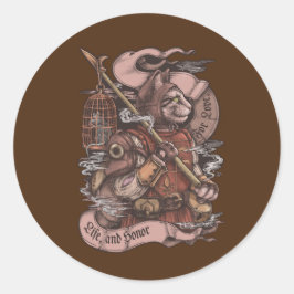 Cat Knight-vintage-utskrift Runt Klistermärke