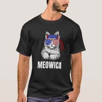 Cat Labour Day Meowica Merica Manar USA Amerikansk T Shirt