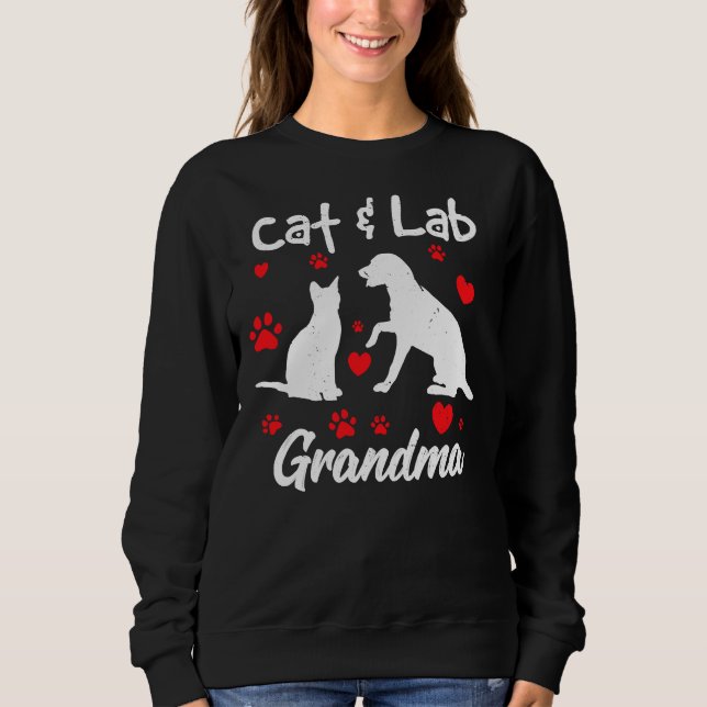 Cat Labrador Retriever Grandma Lab Hund T Shirt (Framsida)