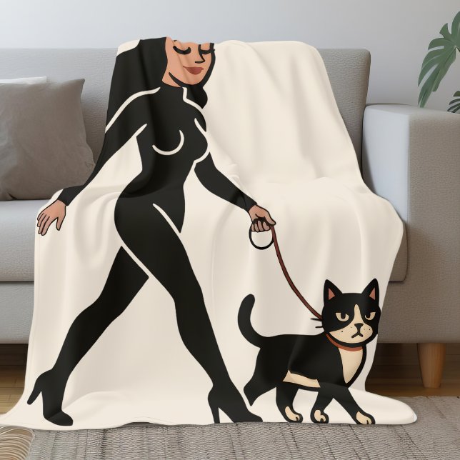 Cat Lady Cutie Tuxedo Cat | Cats Mom Graphic Bone Fleecefilt (Skapare uppladdad)