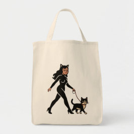 Cat Lady Cutie Tuxedo Katt | Kattmamma Tecknad Gra Tygkasse