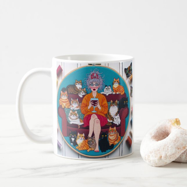 Cat Lady Mug Kaffemugg (Med munk)