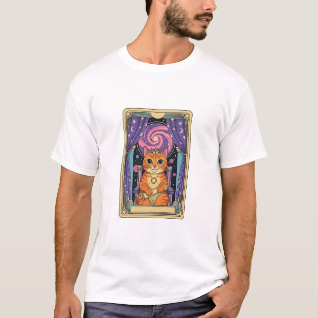Cat Lady Tarot, Mystical cat, Queen Cat, T Shirt (Framsida)