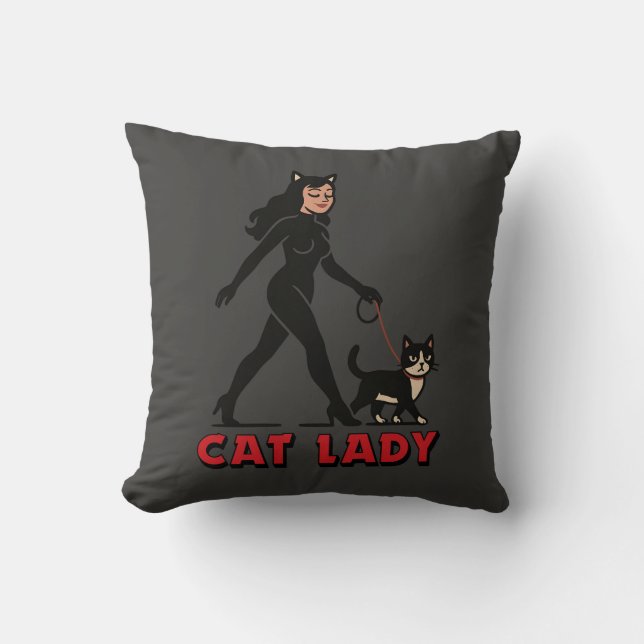 Cat Lady - Tuxedo Cats Lover - Comic Art Graphic Kudde (Framsida)