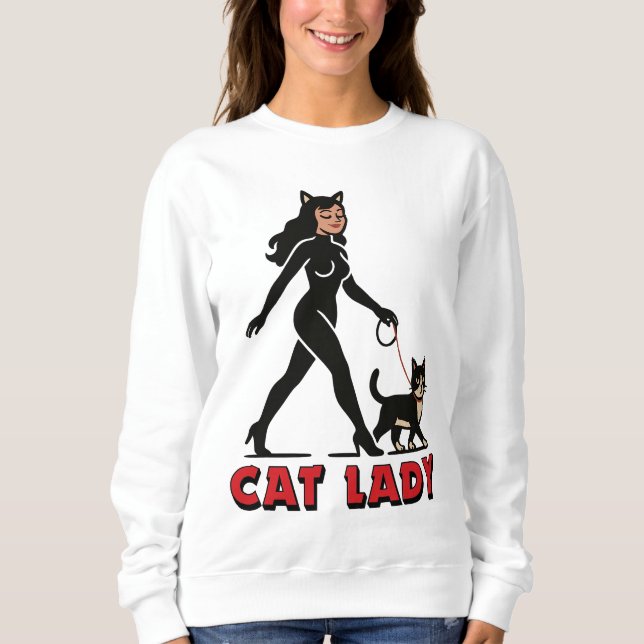 Cat Lady - Tuxedo Cats Lover - Comic Art Graphic T Shirt (Framsida)
