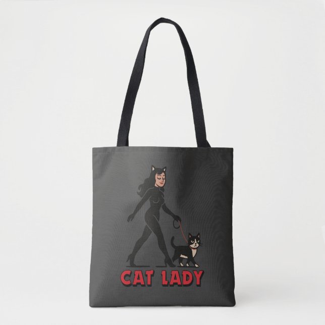 Cat Lady - Tuxedo Cats Lover - Comic Art Graphic Tygkasse (Framsida)