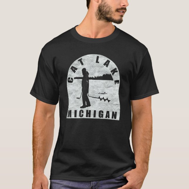 Cat Lake Isfiske Michigan T Shirt (Framsida)