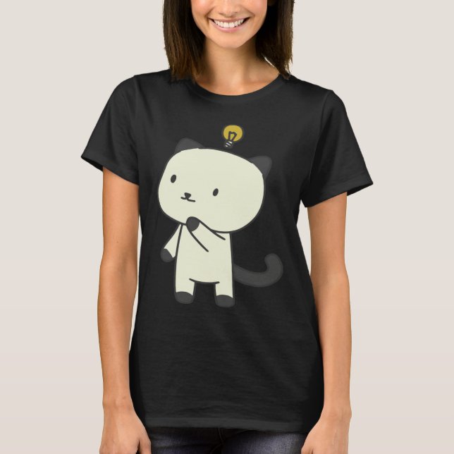 cat  lamp thinking t shirt (Framsida)