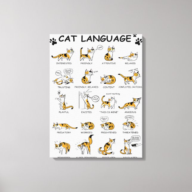 Cat Language, LUNT Kitten, Kärlek Cat Gift Idea Canvastryck (Framsida)