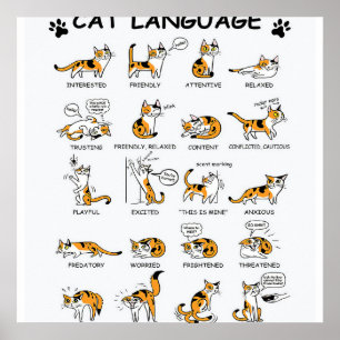 Cat Language, LUNT Kitten, Kärlek Cat Gift Idea Poster