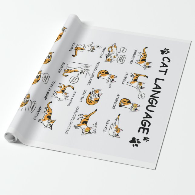 Cat Language, LUNT Kitten, Kärlek Cat Gift Idea Presentpapper (Utrullad)
