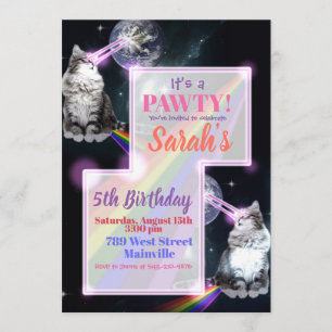 Cat Laser and Rainbow Party-inbjudan Inbjudningar