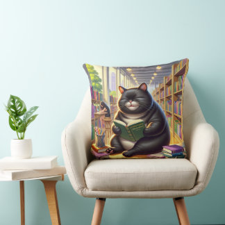 Cat läser en bok kudde