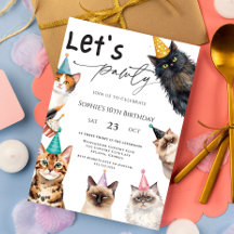 Cat Låt oss Pawty Kitten Cute kattunge 10:e födels