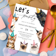 Cat Låt oss Pawty Kitten Cute kattunge 8:e födelse